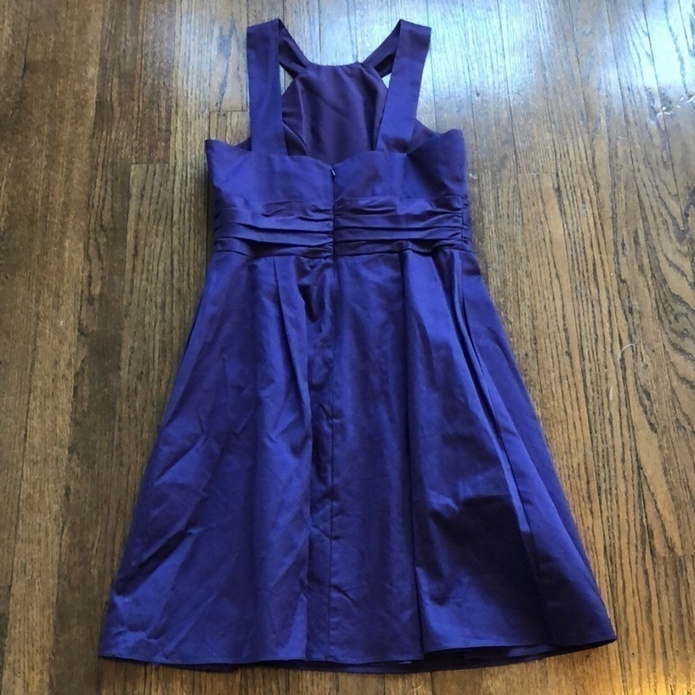 David's Bridal Purple Empire Waist Twist Halter Sleeveless Dress 10 Bridesmaids - Picture 6 of 7